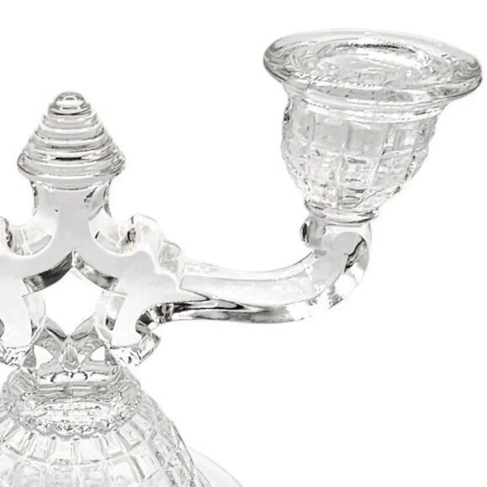 Victorian Clear by Heisey Double Taper Candlestick - Vintage MCM‎ Home Decor